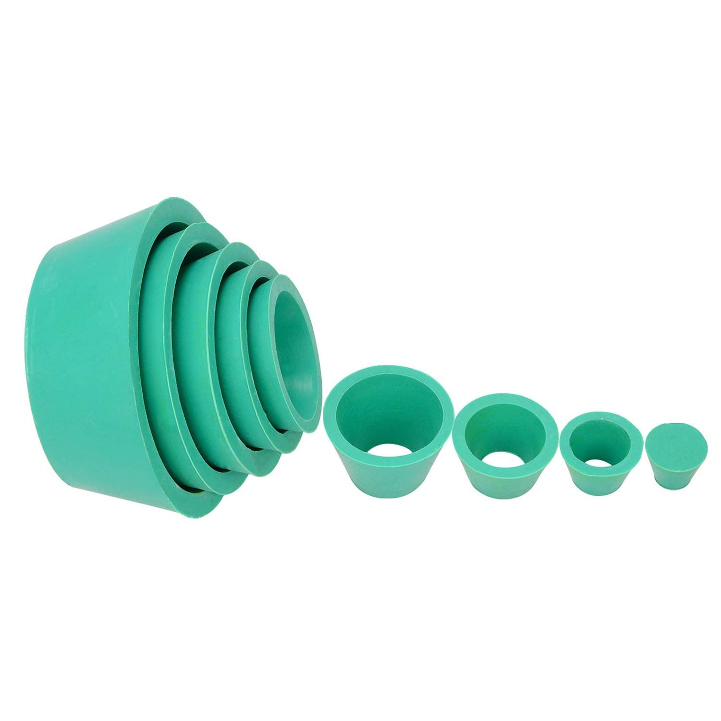stonylab Filter Adapter Cones, Premium & Durable Tapered Collar Rubber Stopper Buchner Funnel Flask Cones Adapter Set, Wear-Resisting Smooth Surface, Pack of 9, Green