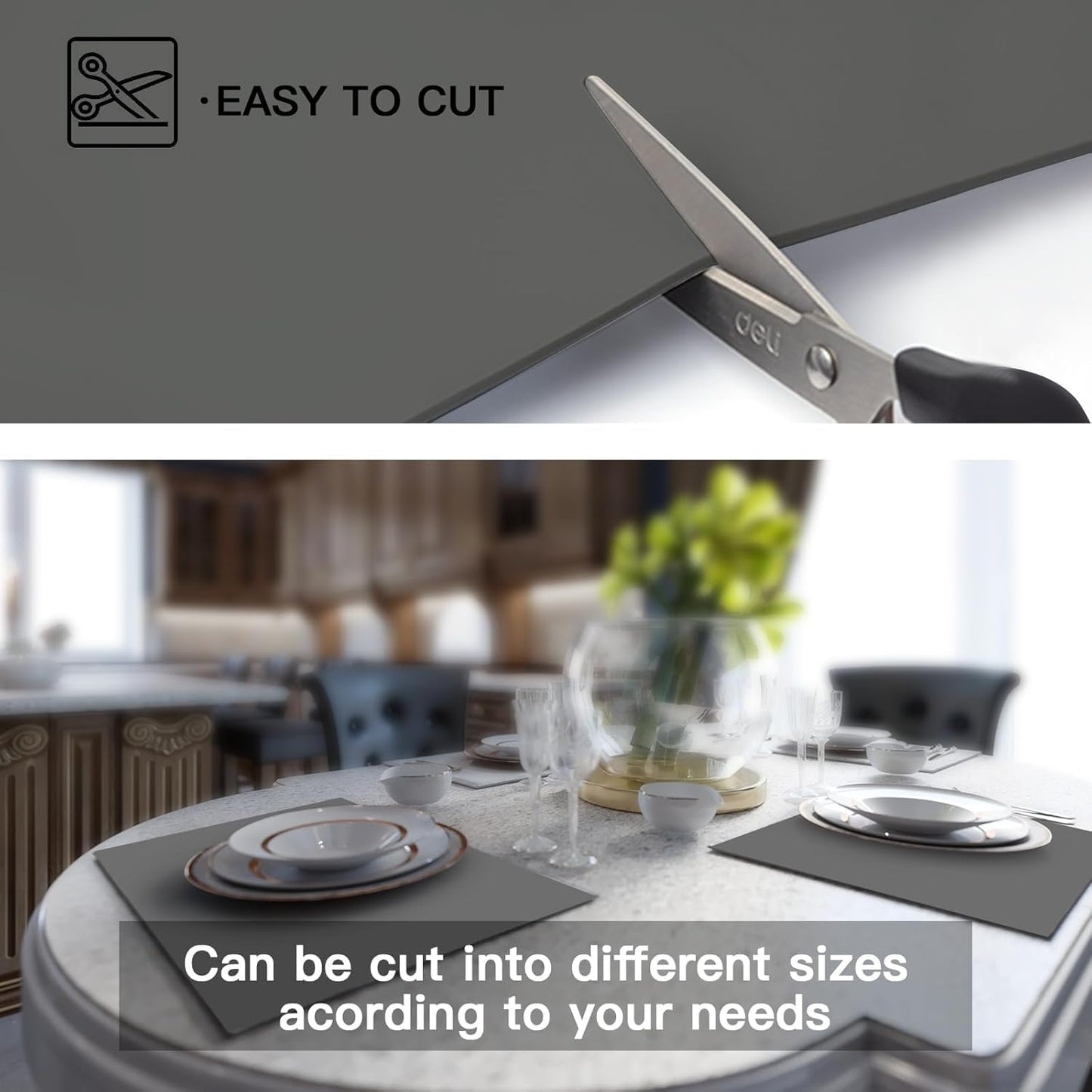 2MM Thick Silicone Countertop Mat, 31.5"x 23.6"(80cmx60cm) Silicone Mats for Kitchen Counter, Nonslip Heat Resistant Mat, Large Kitchen Counter Mats, Waterproof Countertop Protector, Black