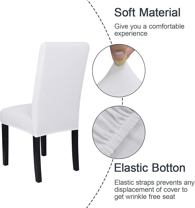 JQinHome 4 Pcs Dining Chair Slipcover, High Stretch Removable Washable Chair Seat Protector Cover for Home Party Hotel Wedding Ceremony