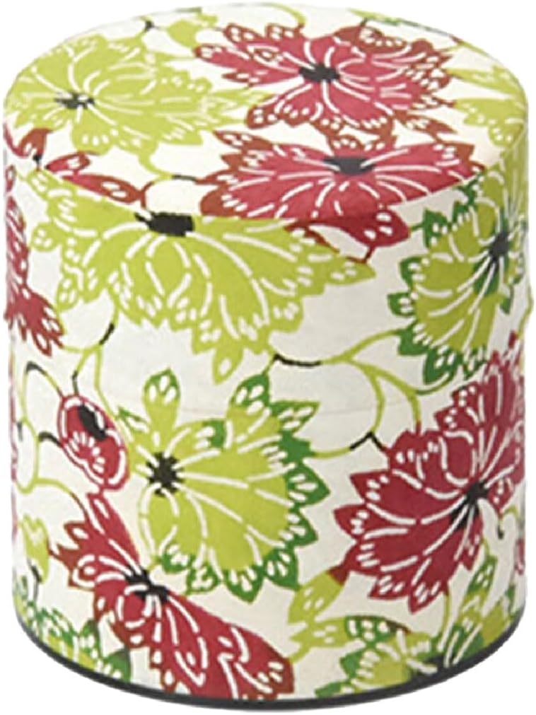 Japanese Pokkan Coffee Spice Tea Tin Canister Washi Paper Storage with Lid 7.05 oz Capacity (Natsuhana, S)