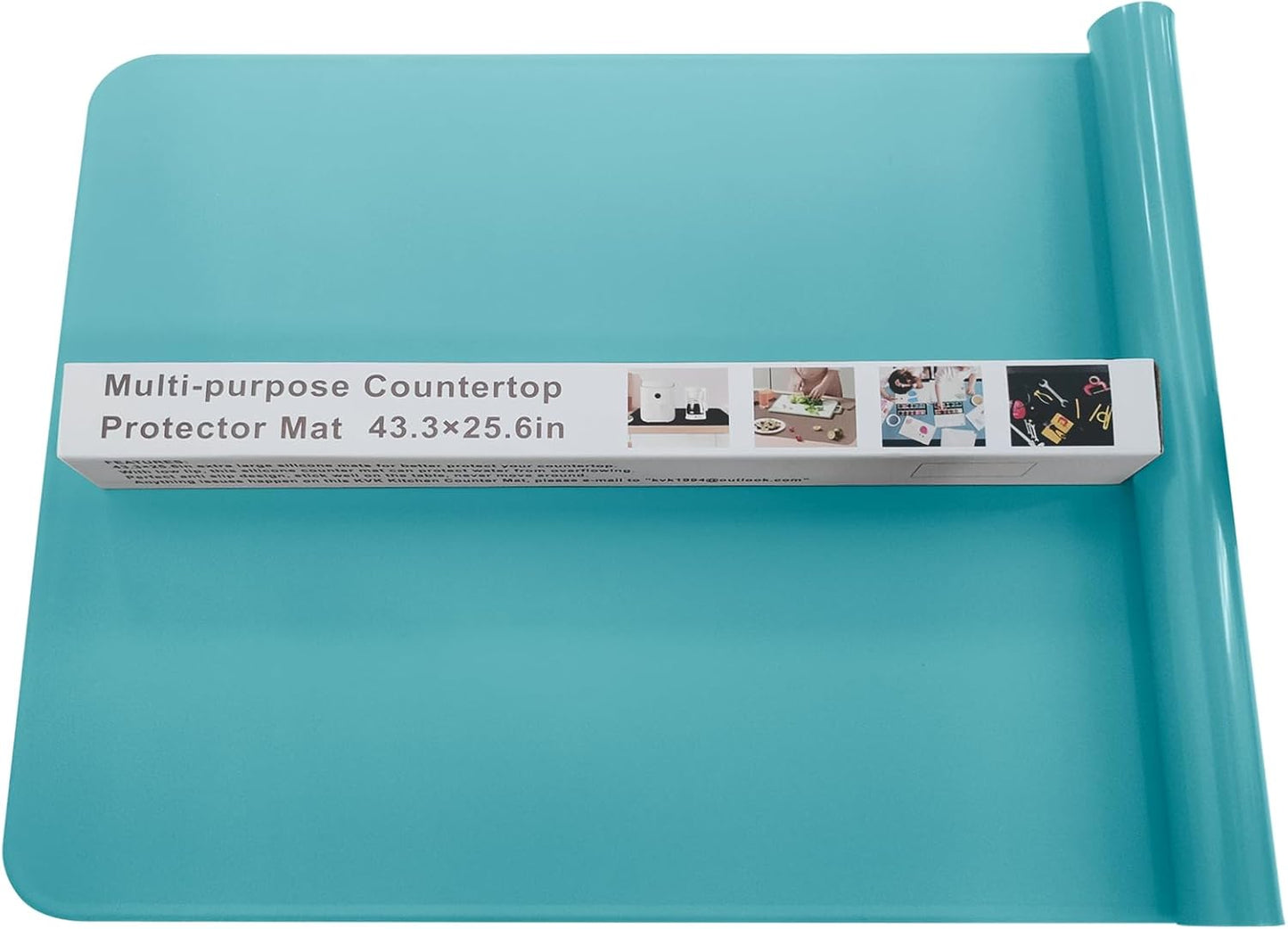 KVK Silicone Mat for Kitchen Counter with Raised Edge 43.3×25.6in - Extra Large Silicone Mat Heat Resistant Non Slip - Universal Painting Craft Resin Mat Countertop Protector, Pastel Blue