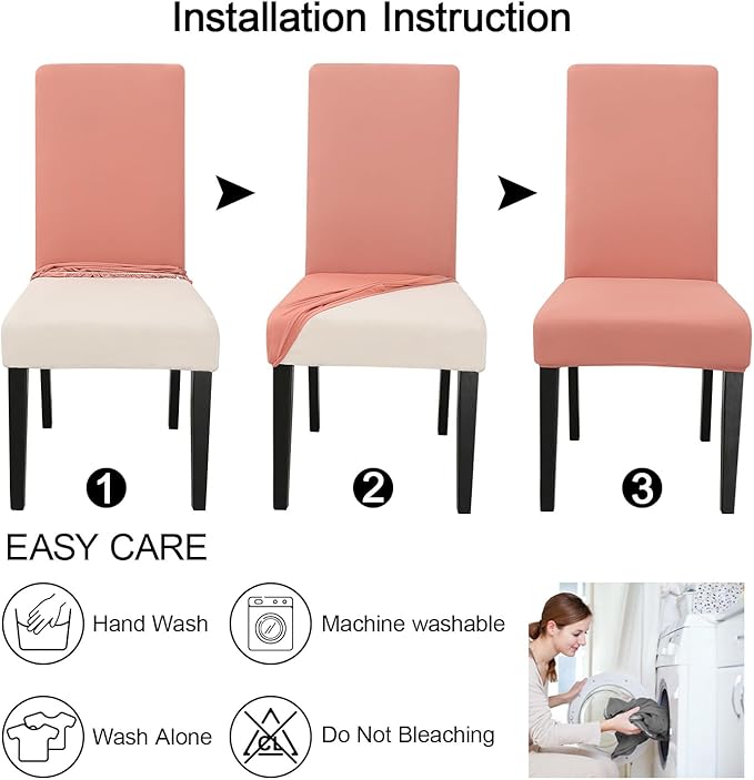 JQinHome Terra Cotta Chair Covers for Dining Room Set of 6, High Stretch Removable Washable Parsons Chair Slipcover for Home Party Hotel Wedding Ceremony (6PCS,Terra Cotta)