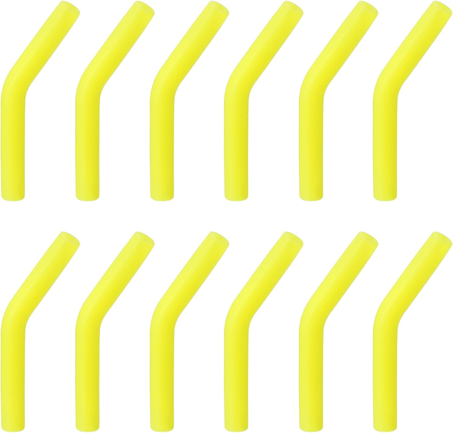 uxcell 12pcs Silicone Straw Tips, Silicone Straw Elbows Tip, Soft Reusable Metal Straw Covers Fit for 6mm/0.24" OD Stainless Steel Straws, Yellow
