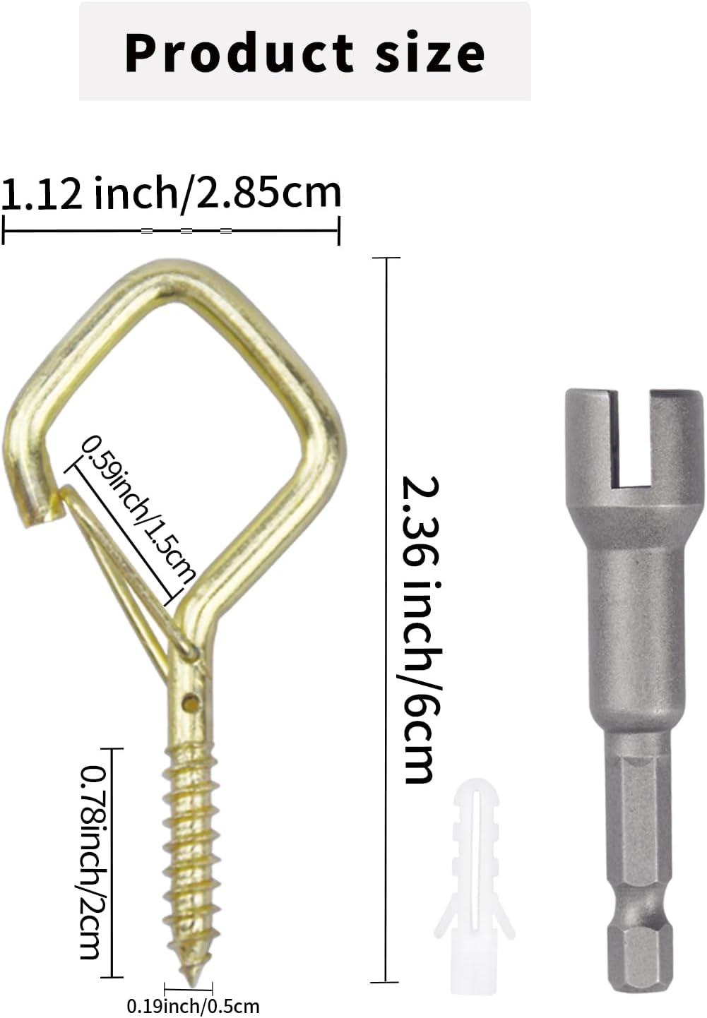 50 PCS Gold Eye Screw Hooks for Hanging Heavy Duty with Safety Buckle.Metal Ceiling Hooks for Hanging Plants Cup Wind Chime Bird Feeders Patio Lights at Indoor&Outdoor