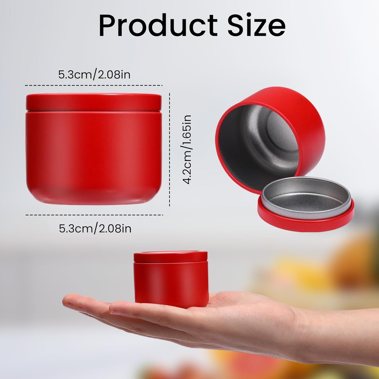 YASUOA 6 Pack Tea Jars Iron Jar Can for Loose Leaf Tinplate Storage Containers with Lids Mini Portable Box Candle Making Sealed Tins for Coffee Bean Sugar Candy Chocolate Spices Red