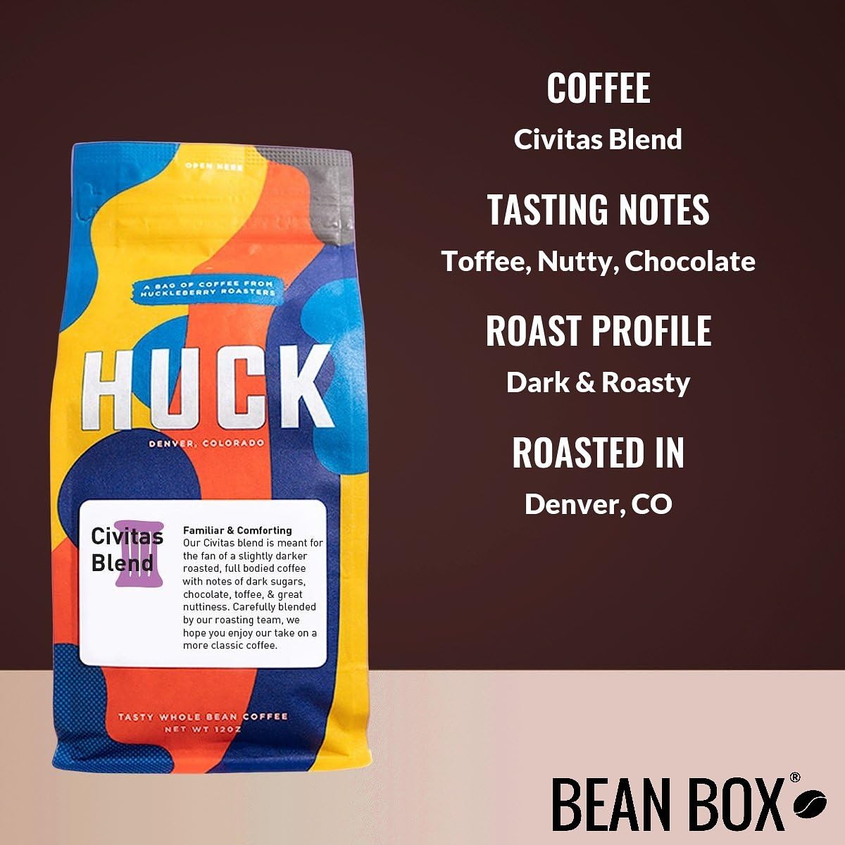 Civitas Blend - Roasted by Huckleberry Roasters - Whole Bean Coffee - 2 Pound Bag