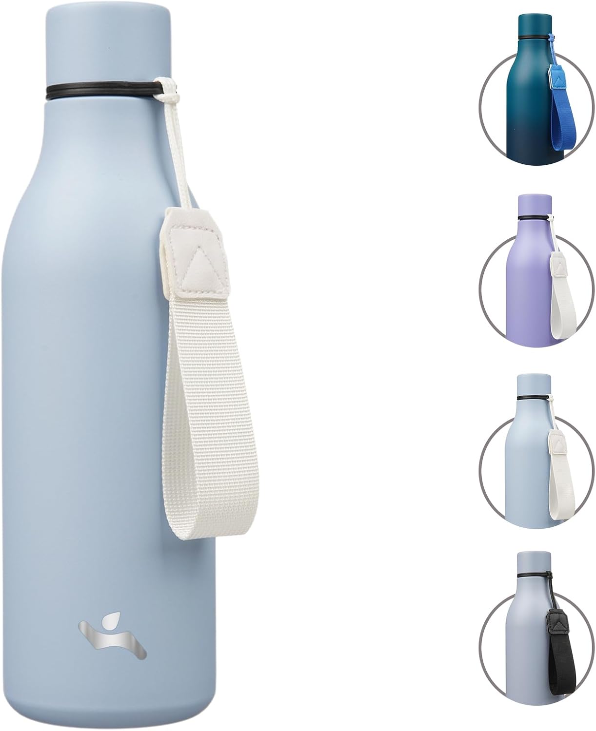 Insulated Water Bottle with Strap,18 oz Double Wall Stainless Steel Vacuum Bottles Metal Water Flask,Candy Blue