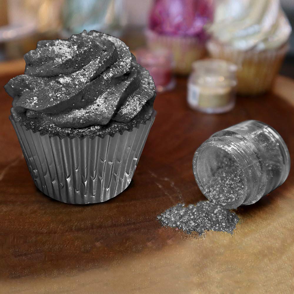 BAKELL Black Shimmer Edible Glitter, 45 Grams | TINKER DUST Edible Glitter | KOSHER Certified | 100% Edible Glitter | Cakes, Cupcakes, Cake Pops, Drinks, Dessert Vegan Glitter & Dusts (45g Shaker, Black Shimmer)