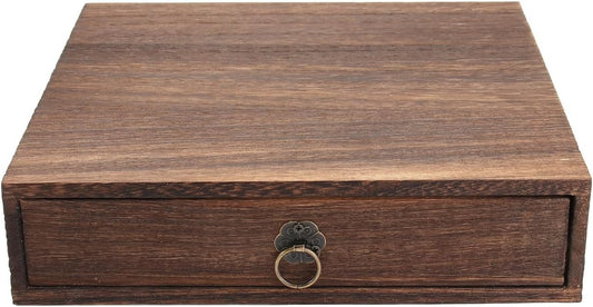 Zerodeko Wooden Tea Box Drawer, Vintage Tea Storage Box Holder, Coffee Sugar Bag Container for Home Office Packet Accessories