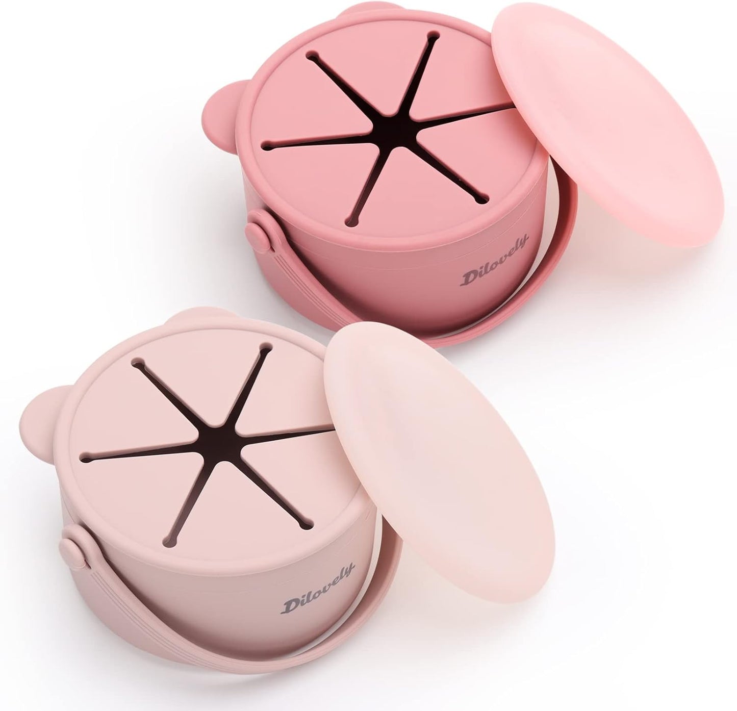 Silicone Snack Cups for Toddlers, Toddler Snack Containers, Baby Treat Catcher with DustProof Lid 2 Pack Dishwasher Safe and BPA Free 9 Oz