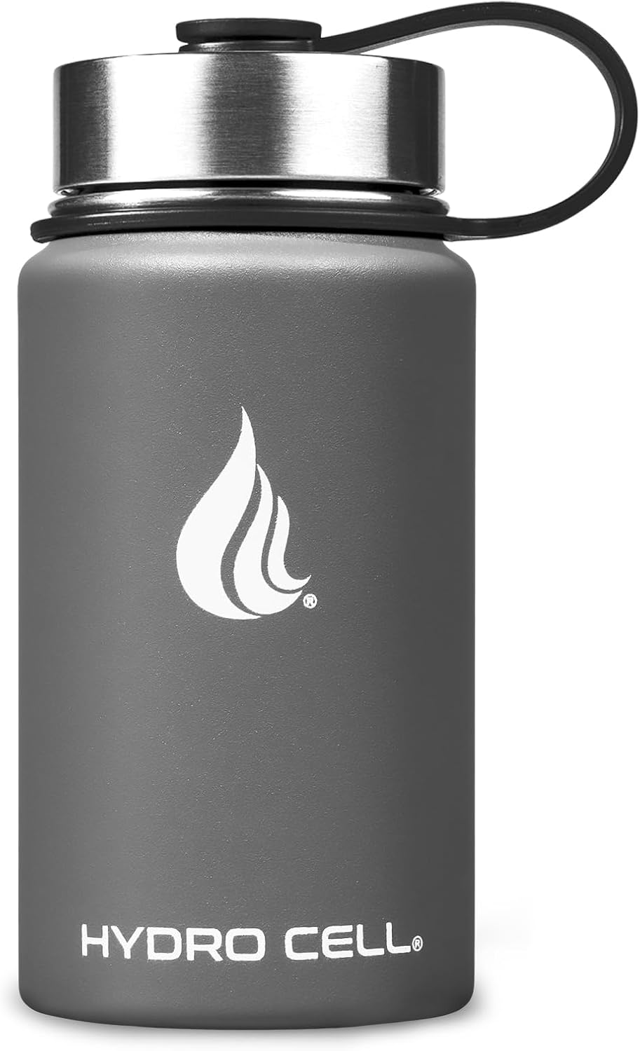 HYDRO CELL Stainless Steel Insulated Water Bottle with Straw - For Cold & Hot Drinks - Metal Vacuum Flask with Screw Cap and Modern Leakproof Sport Thermos for Adults (Graphite 14oz)