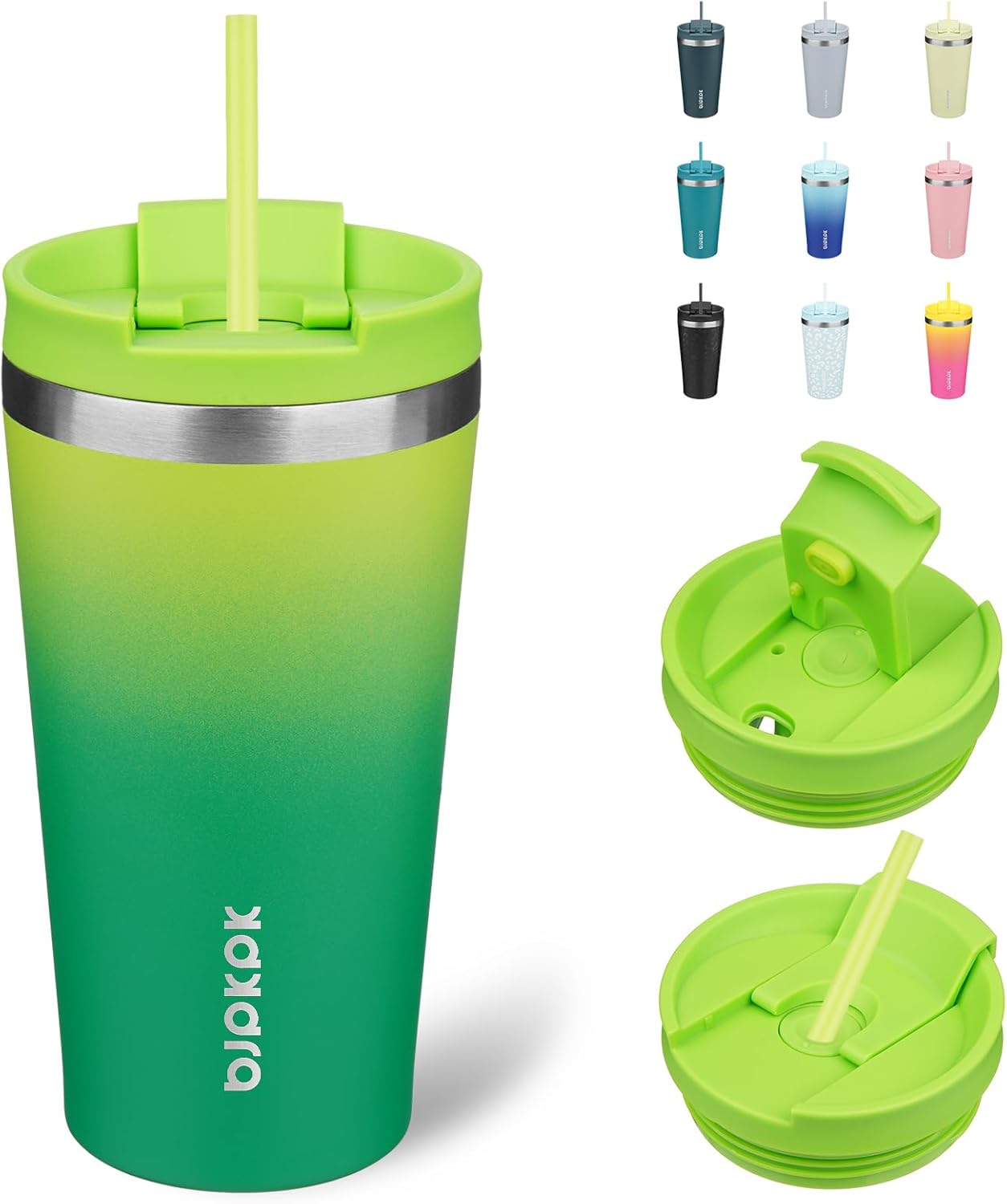 BJPKPK 18oz Tumbler With lid And Straw Stainless Steel Travel Coffee Mug Insulated Tumblers Cups,Bamboo Grove