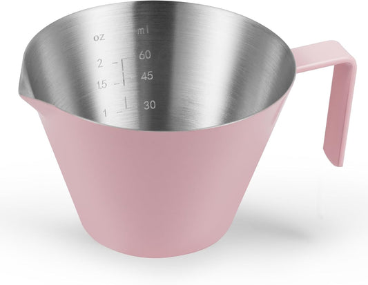 MHW-3BOMBER Espresso Measuring Cup with 3 oz Sauce Cup Espresso Shot Cup Stainless Steel Pouring Cup for Tomato Sauce|Steak Sauce|Desserts|Beverages| (Pink) G5739-OS