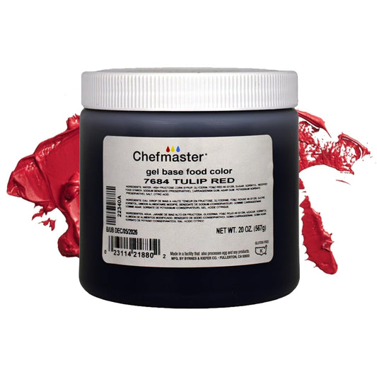 Chefmaster Tulip Red Gel Food Coloring | Vibrant Color | Professional-Grade Dye for Icing, Frosting, Fondant | Baking & Decorating | Fade-Resistant | Easy-to-Use | Made in USA | 20 oz