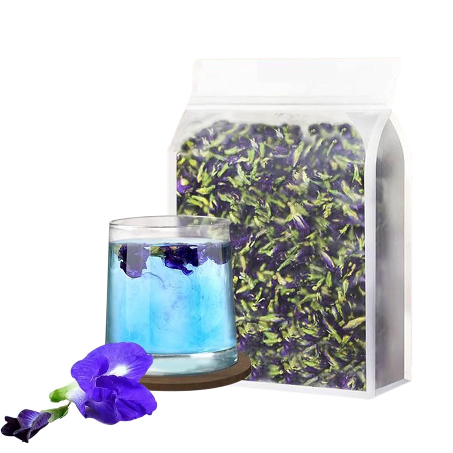SXETBEAN Butterfly Pea Flower Tea | 3.5oz/100g Pure Dried Butterfly Pea Flowers for Teas, Coolers, Cocktails | No Sugar