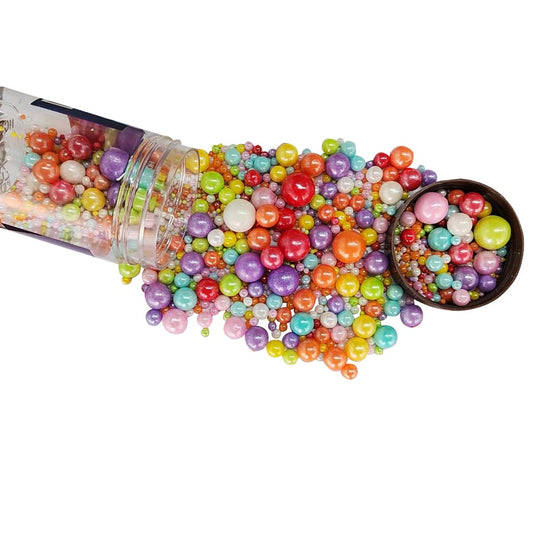 Edible Multicolor Sugar Pearls Candy Sprinkles 120G/ 4.23Ounce Baking Cake Sprinkles Cupcake and Cake Topper Cookie Decorations Wedding Party Valentines Halloween Christmas Supplies