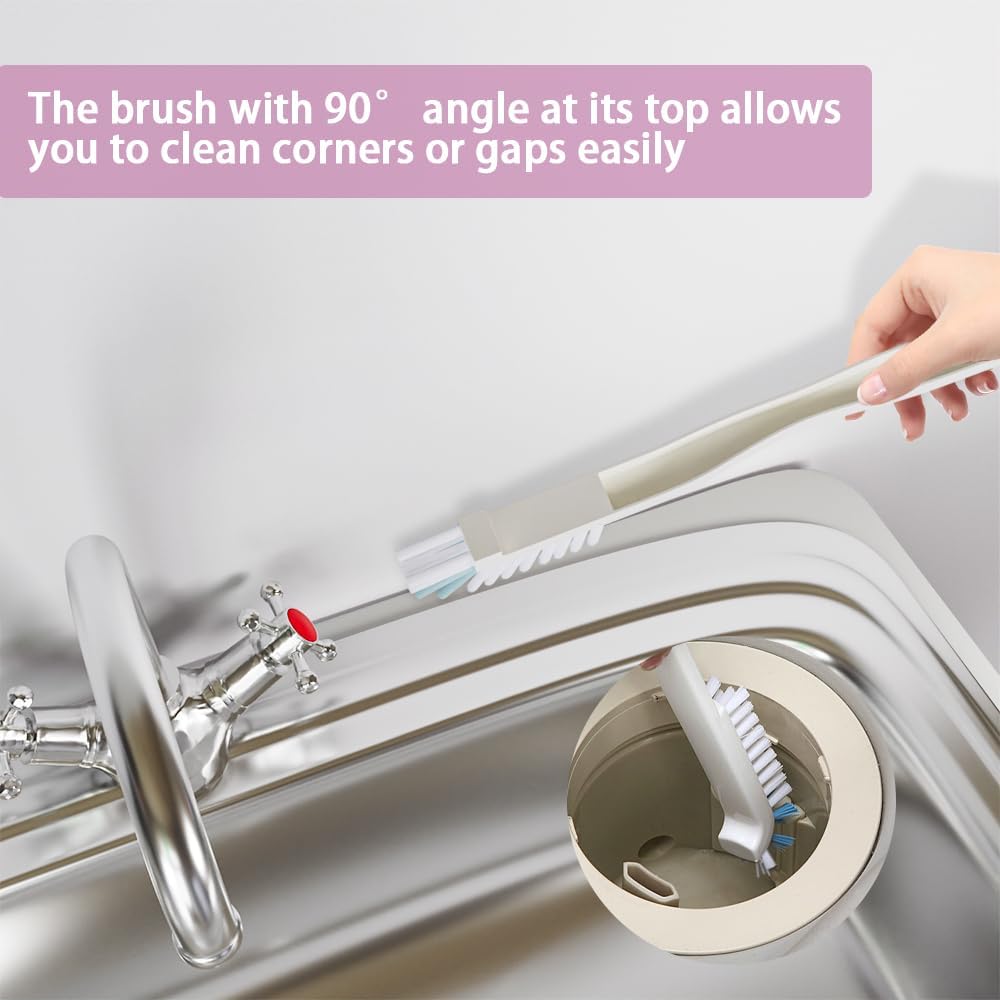 6 PCS Cleaning Brush, Scrub Brush Set for Kitchen and Bathroom Household Use with Various Brushes for Cleaning Dishes, Tiles, Corners and Floors Color Purple