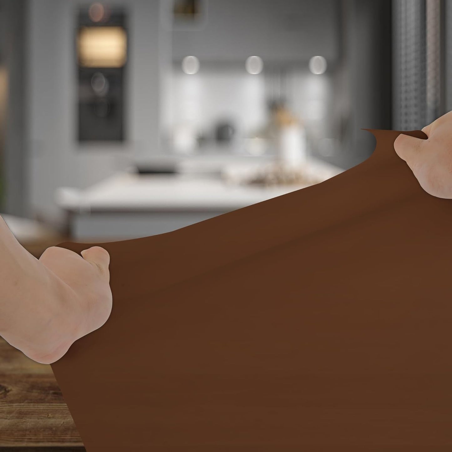 Silicone Mat for Kitchen Counter, Silicone Mat Trimable to Size (Brown, 23.6×15.7inch-2PCS), BPA-Free Silicone Placemat, Heat-Resistant NonSlip Table Mat for Air Fryer, Countertop Protector Mat