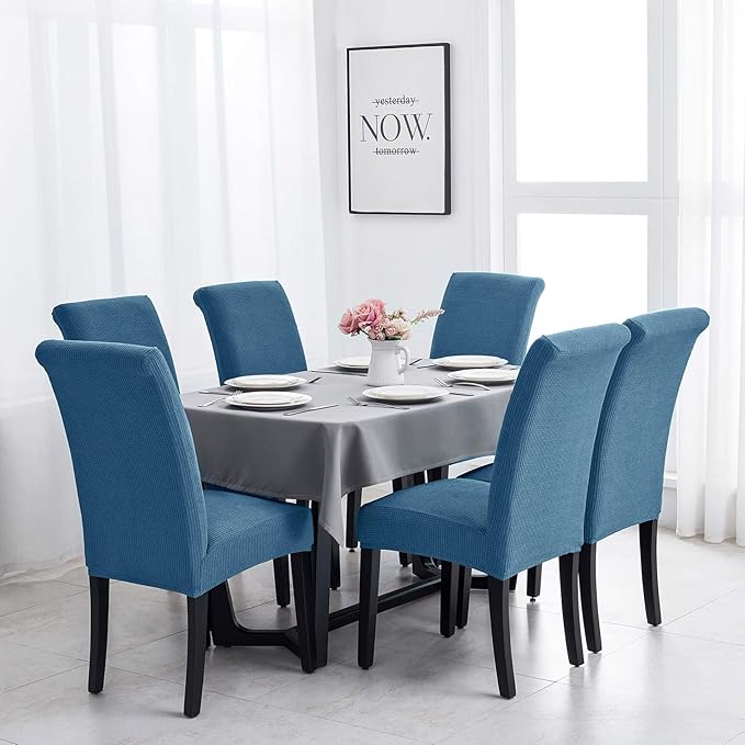Joccun Chair Covers for Dining Room Set of 2, Chair Slipcovers Stretch Dining Room Chair Covers Seat Protector,Washable Parsons Chair Cover for Home,Hotel,Banquet(Dark Blue,2 Pack)