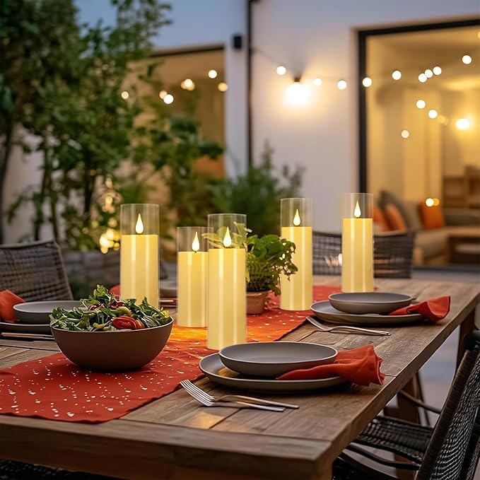 Set of 24 Flameless Led Battery Opeated (D2.2'' x H5''6''7'') Realistic Moving Wick Candles with 10-Key Remotes and Cycling 24 Hours Timer