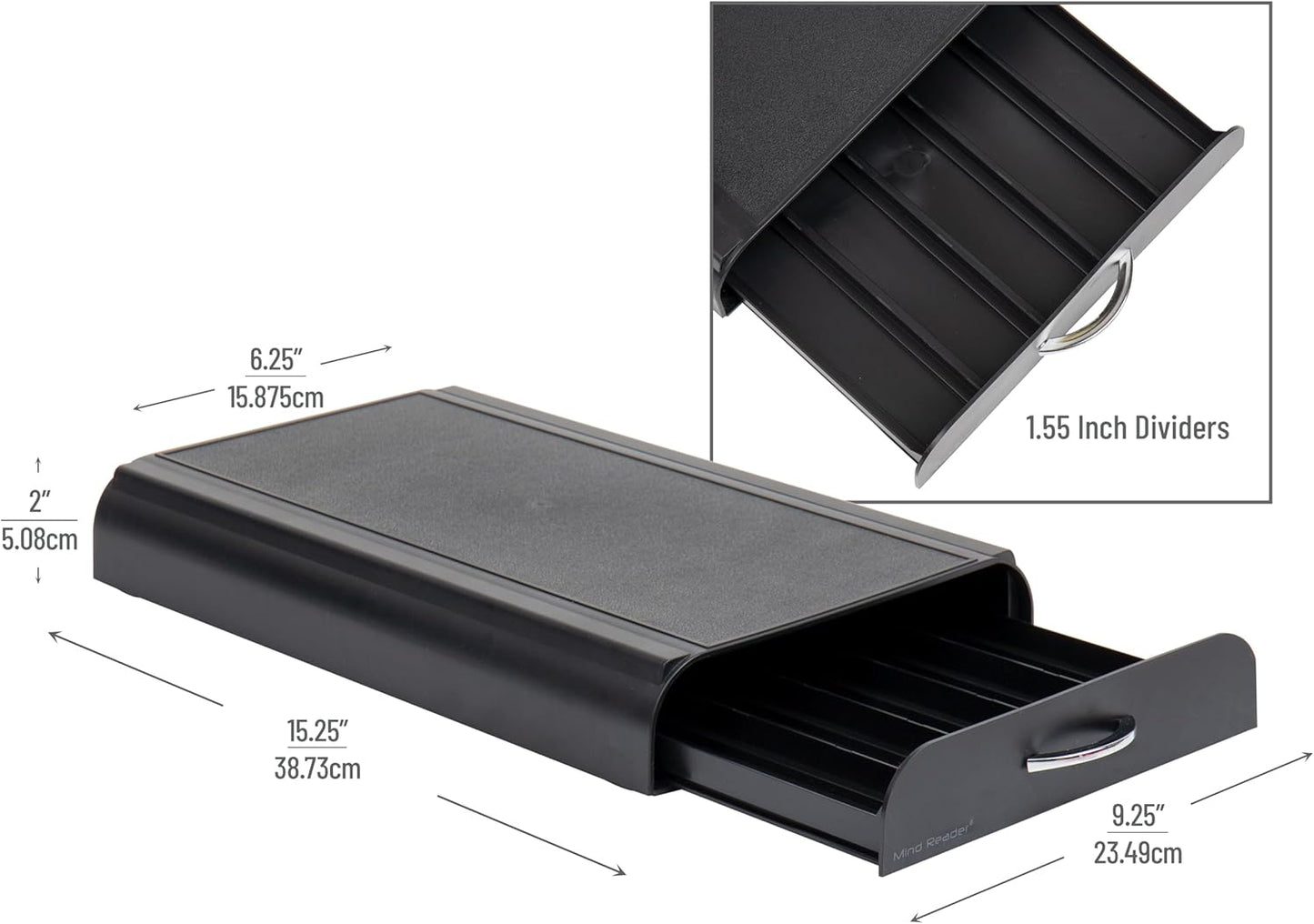 Mind Reader Nespresso Compatible Capsule Drawer, Countertop Organizer, Coffee Pod Holder, Storage, 9.25"L x 15"W x 2"H, Black (Pack of 12)