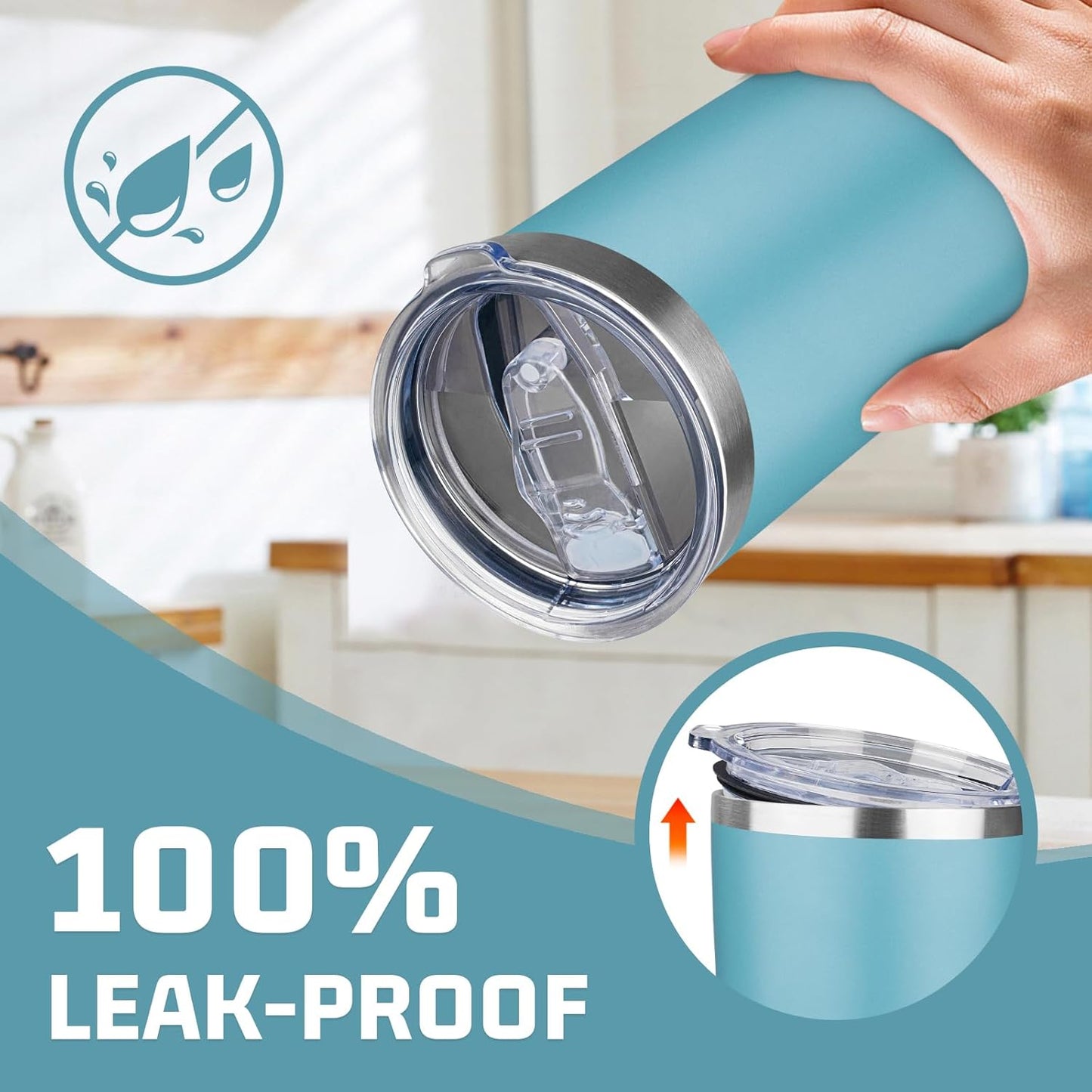 20oz Tumbler with Lid Double Wall Vacuum Insulated Travel Coffee Mug Stainless Steel Thermal Cup Powder Coated Sturdy Coffee Tumbler for Hot and Cold Beverage (Glacier blue,1)