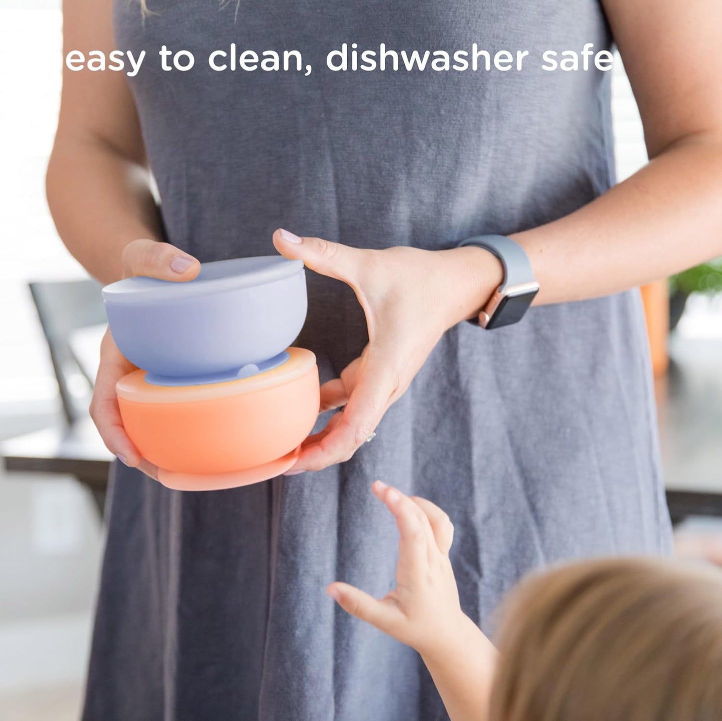 Olababy 100% Silicone Suction Bowl with Lid for Independent Feeding | First Stage Self Feeding Essential for Toddlers and Kids| Baby Led Weaning Snack Feeder | Food Container and Storage | (Blueberry)