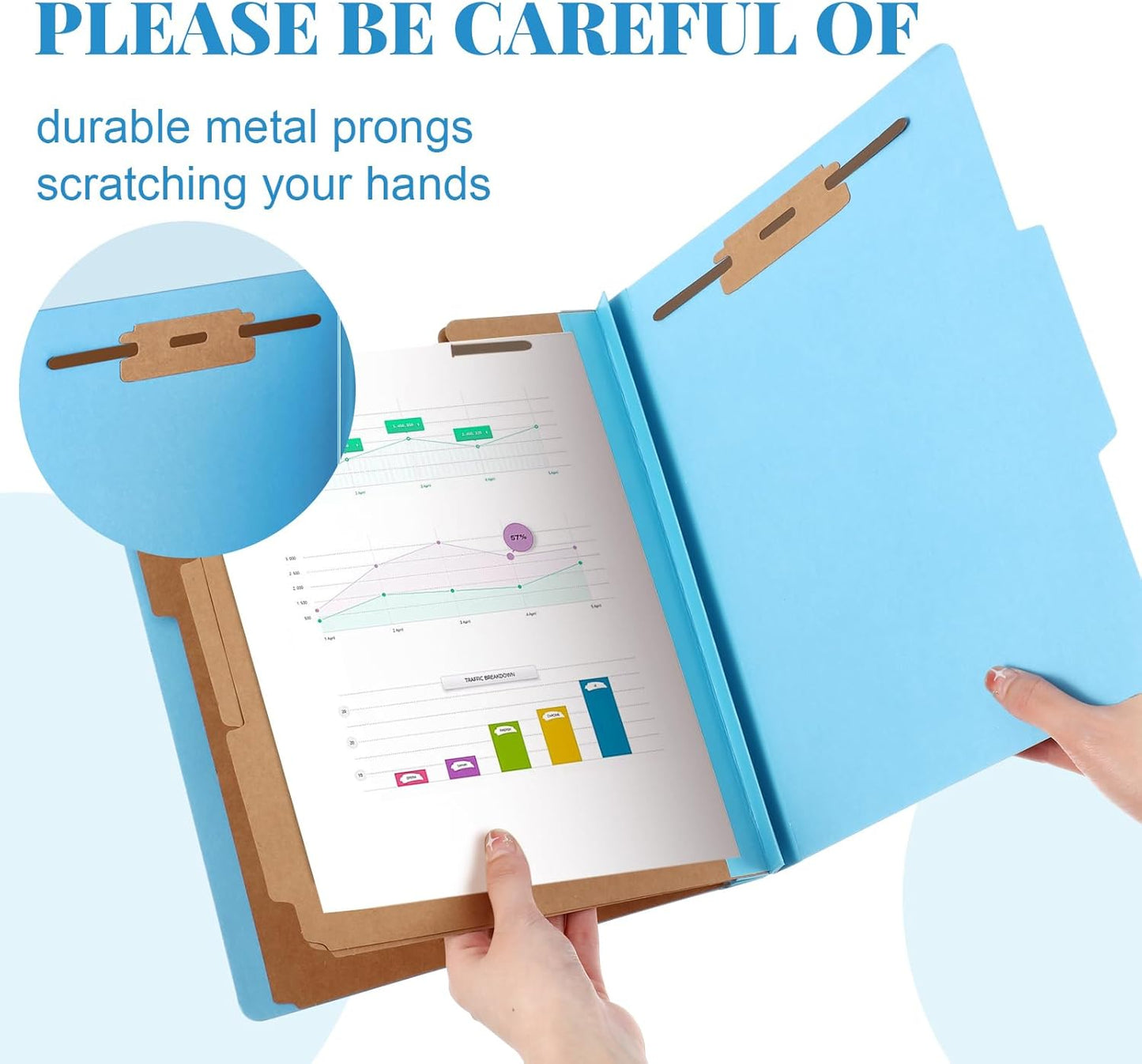 36 Pcs Classification Folders Letter Size, Back to School Supply for Teacher, Student, 3 Dividers Pressboard File Folder Bulk with 2 Fasteners, 3.5 Inch Expanding File Organizer (Blue)