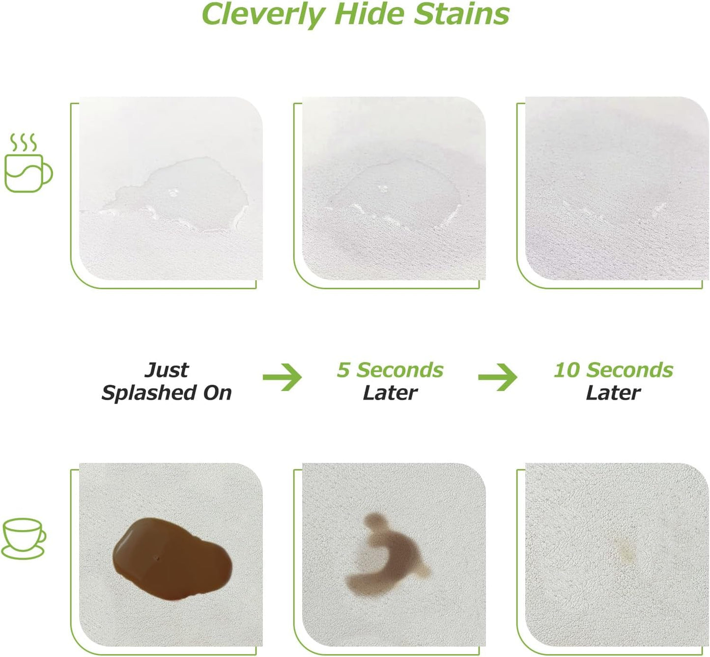 Matace Designer Coffee Bar Mat, Small 12 x 19 Inches, Rubber Backing, Absorbent Coffee Maker Mats for Dish Drying, Kitchen Countertop, Heat Resistant, Solid White