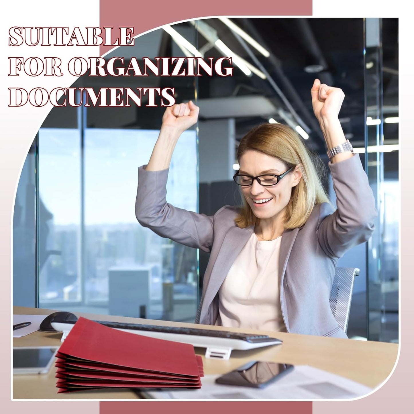 24 Pcs Classification Folders Letter Size Bulk - 2 Dividers Pressboard File Folder with 3. 5 Inch Expansion, 2 Prongs Fastener, Heavy Duty Office File Organizer for Teacher Medical (Dark Red)