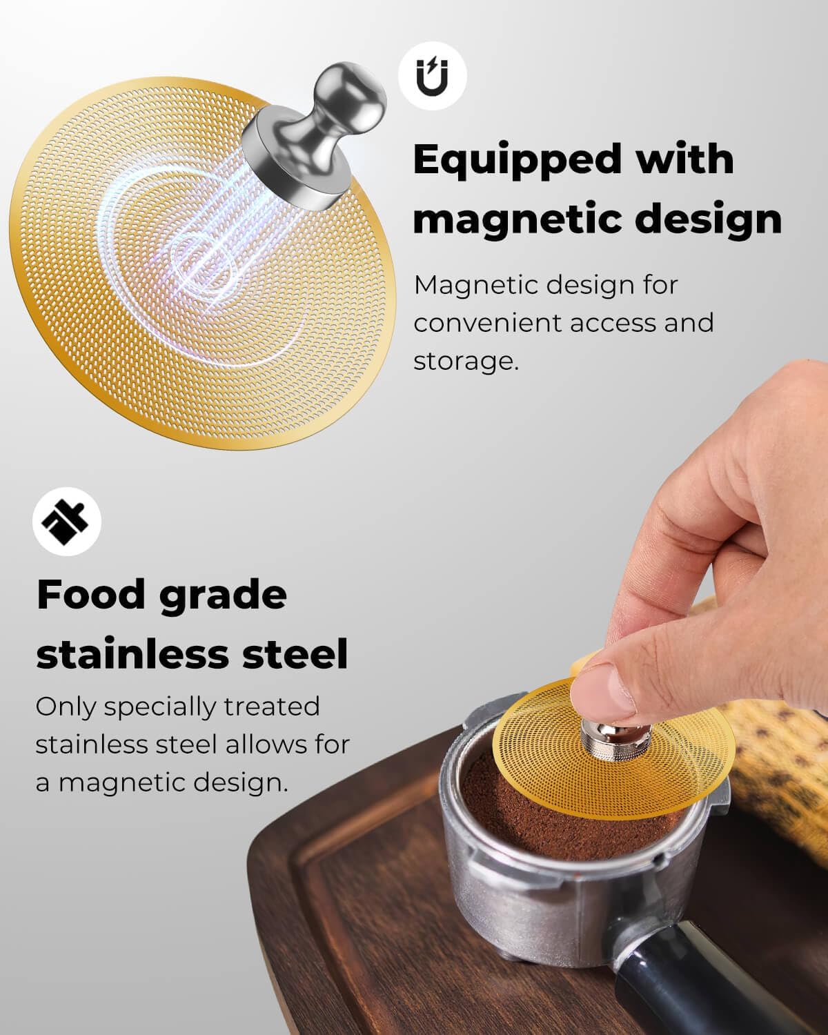 3 Pcs 51mm Espresso Puck Screen - 0.2mm Ultra Thin Espresso Puck, Metal Reusable Coffee Filter, Compatible with Espresso Machine 51mm Portafilter Basket (Golden)