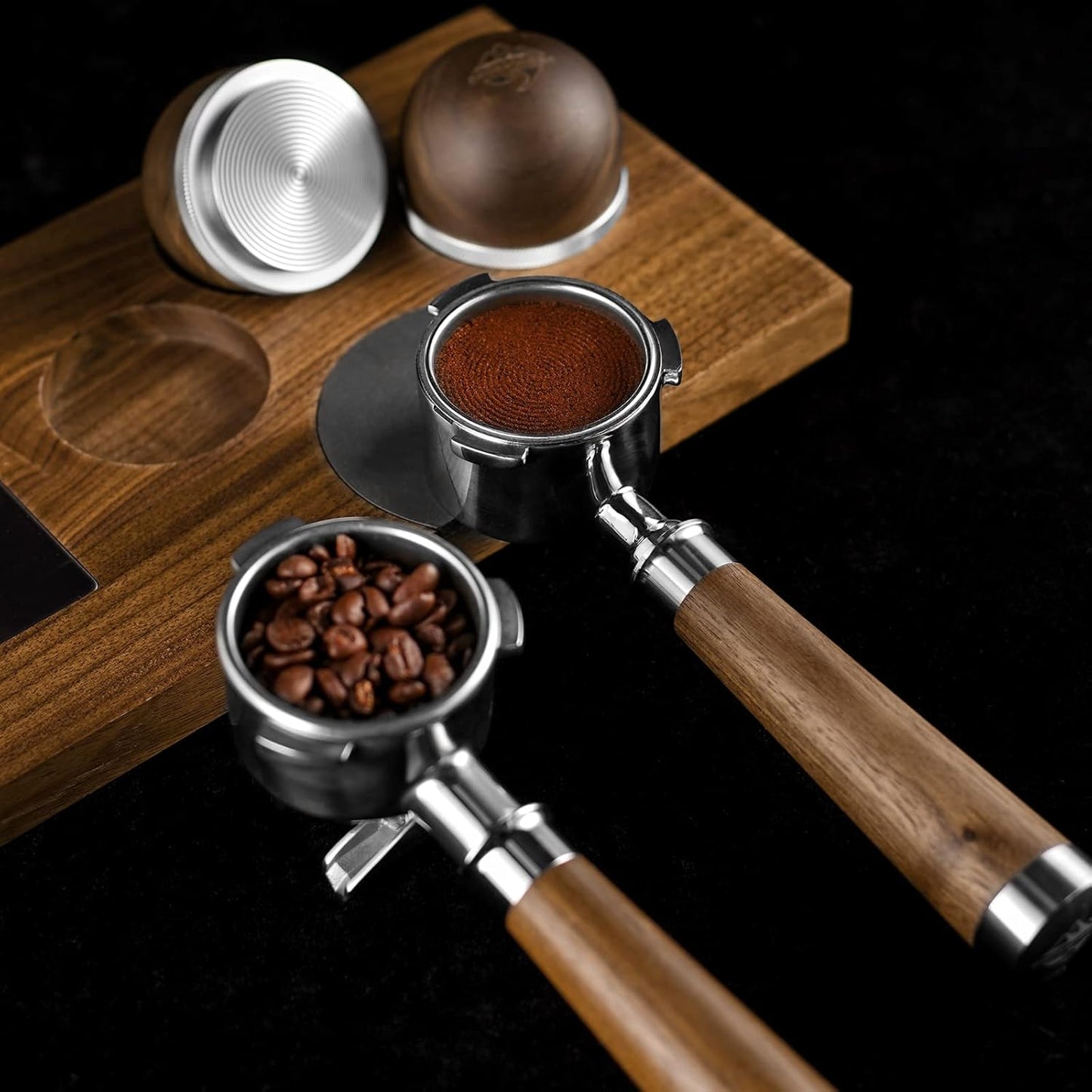 51mm Espresso Bottomless Portafilter with 3 Ear | Fits De’Longhi EC680 / EC685 Espresso Machine | Stainless Steel Basket and Walnut Handle | Espresso Accessories