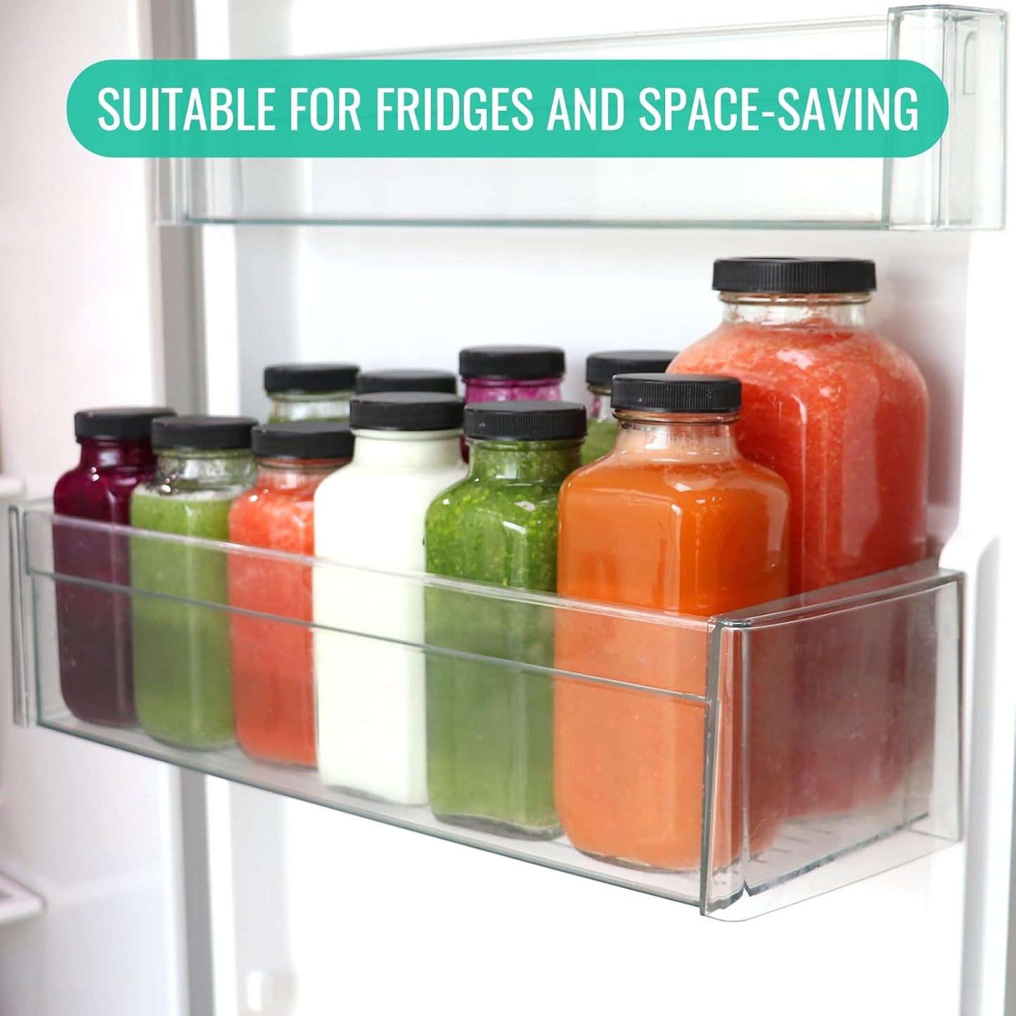 12 oz Glass Juice Bottles with Lids 12 Pack,Reusable Glass Drink Bottles,350ml Water Drinking Jars for Milk,Juicing,Kombucha,Ginger,Beverage Glassware,Juice Drinking Jars