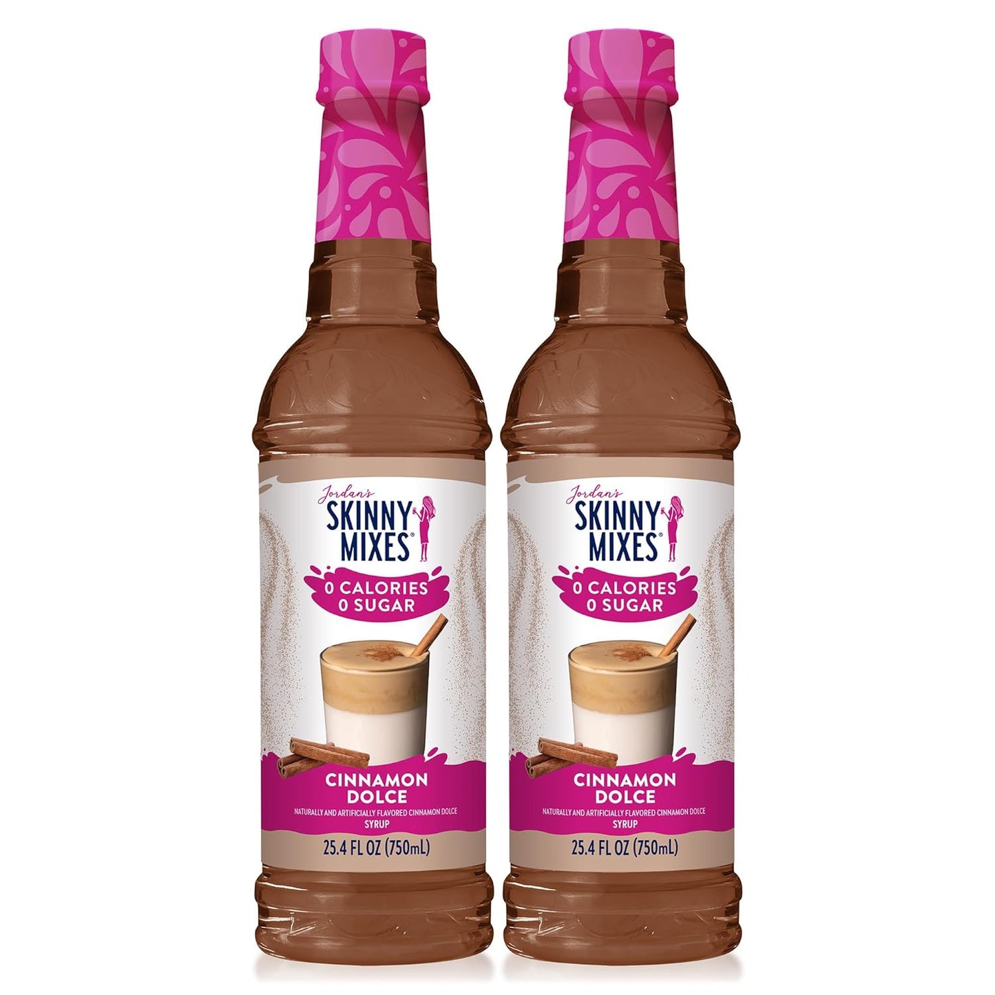 Jordan's Skinny Syrups, Cinnamon Dolce Coffee Syrup, Sugar Free, Zero Calorie Drink Flavoring & Mixes, 25.4 Ounces (Pack of 2)