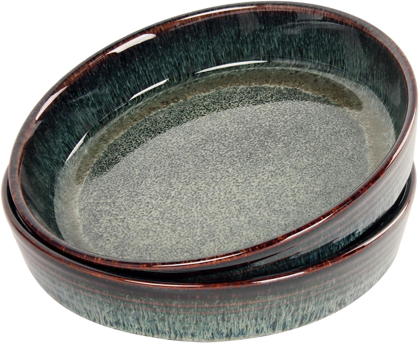 Ceramic Pie Pan Quiche Baking Dish Set of 2, Round 7.5 Inch Au Gratin Baking Dishes, 17 Ounces Non-Stick Tart Pan, Pie Plate for Apple, Oven, Dishwasher and Microwave Safe