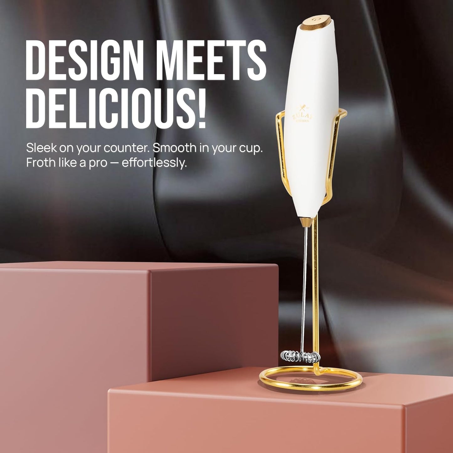 Zulay Kitchen Executive Series Luxury Gift Milk Frother with 4 Duracell Batteries – Handheld Electric Foam Maker for Coffee, Lattes & Hot Chocolate – Deluxe Finish, Ultimate Gift for Coffee Lovers