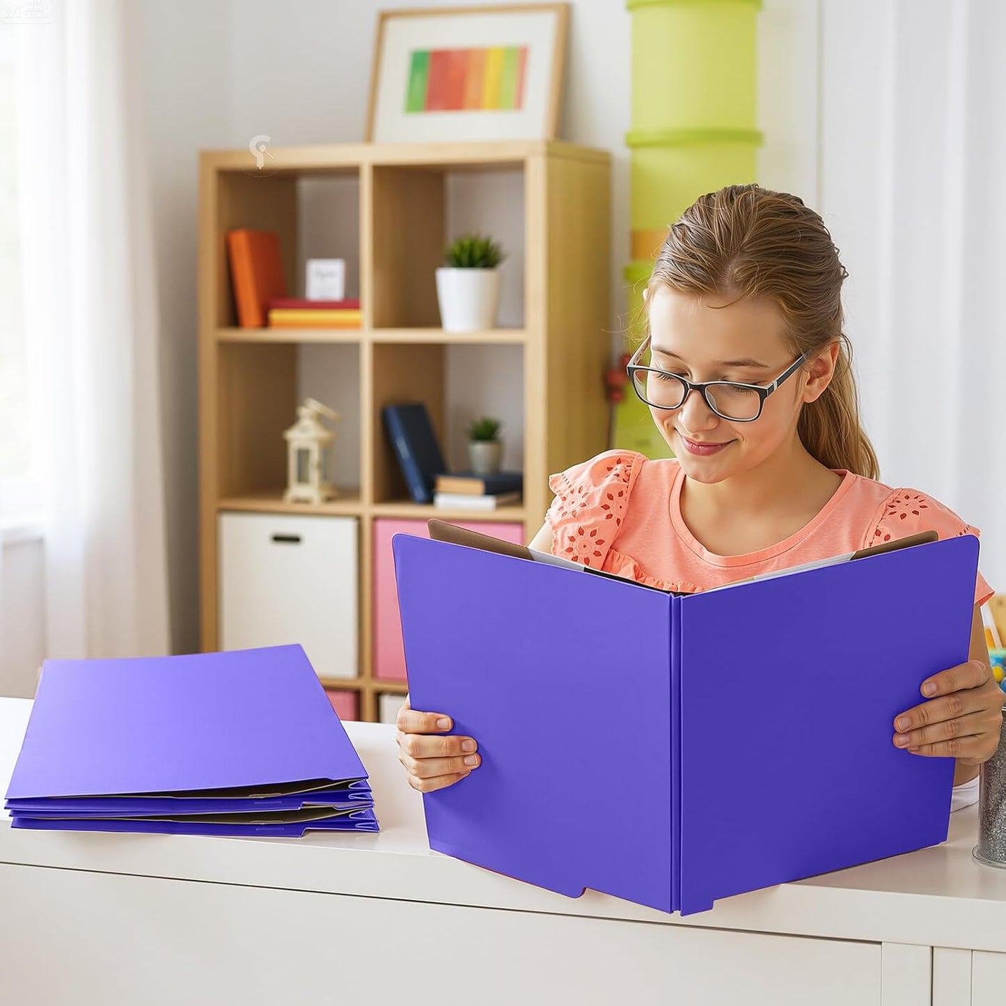 24 Pcs Classification Folders Letter Size, Back to School Supply for Teacher, Student, 2 Dividers Pressboard File Folder Bulk with Fasteners, 3.5 Inch Expanding File Organizer(Purple)