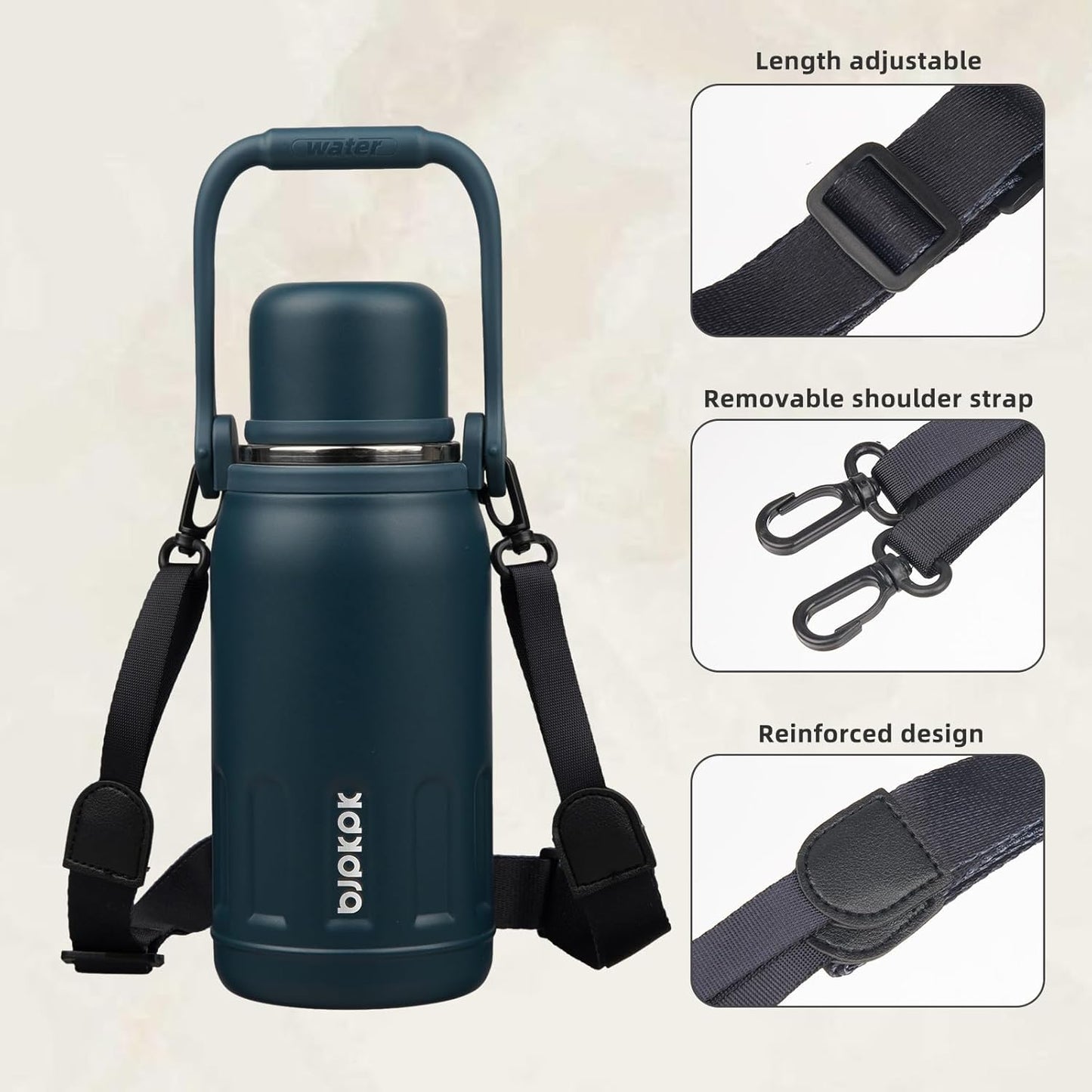 BJPKPK 27oz Insulated Thermos Water Bottle with Lid and Carry Handle Double Wall Stainless Steel Water Bottles,Navy Blue