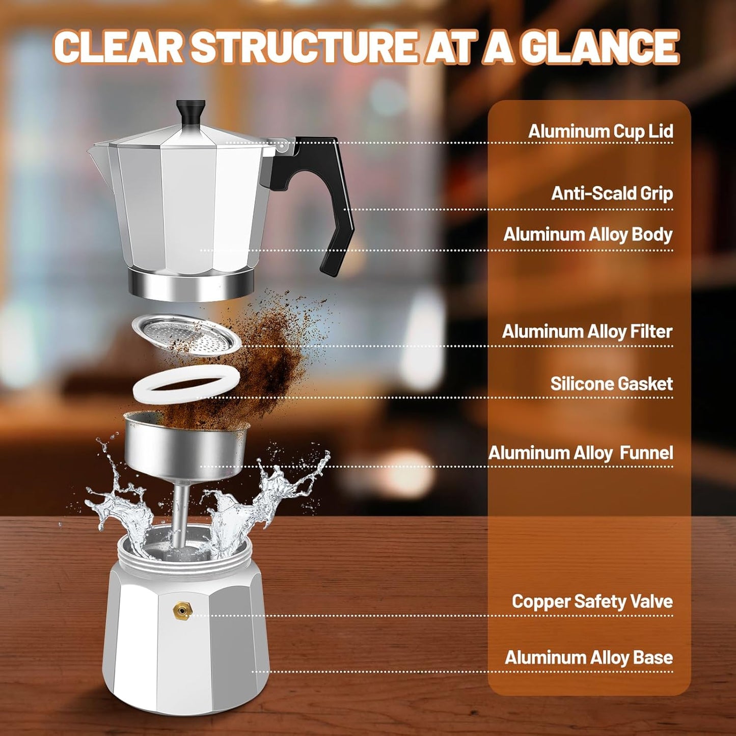 14 Cup Aluminum Espresso Stovetop Moka Pot Express Coffee Maker Percolator Italian Classic Mocha Coffee Machine for Italian and Cuban Cafe Brewing for Home & Camping 700ml 23oz
