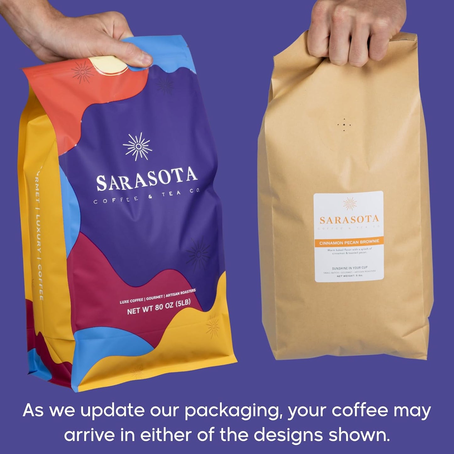 Sarasota Coffee Ground Cinnamon Pecan Brownie | Medium Roast Gourmet Flavored Coffee Grounds | Low Acid, Mold Free, Specialty Grade Flavored Bulk Ground | 5lb (80 oz)