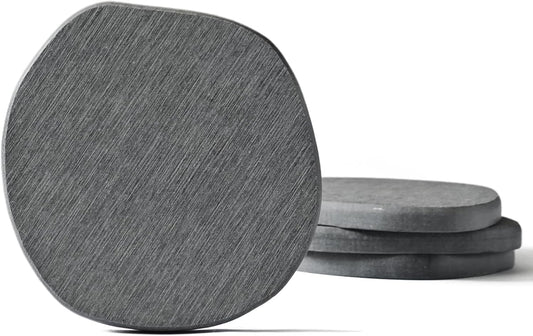 Instant Dry Stone Absorbent Diatomite Coaster Set of 4 for Drinks Wine Coffee, Modern Unique Cup Diatomaceous Earth Coasters for Coffee Table Office Desk, Deep Grey
