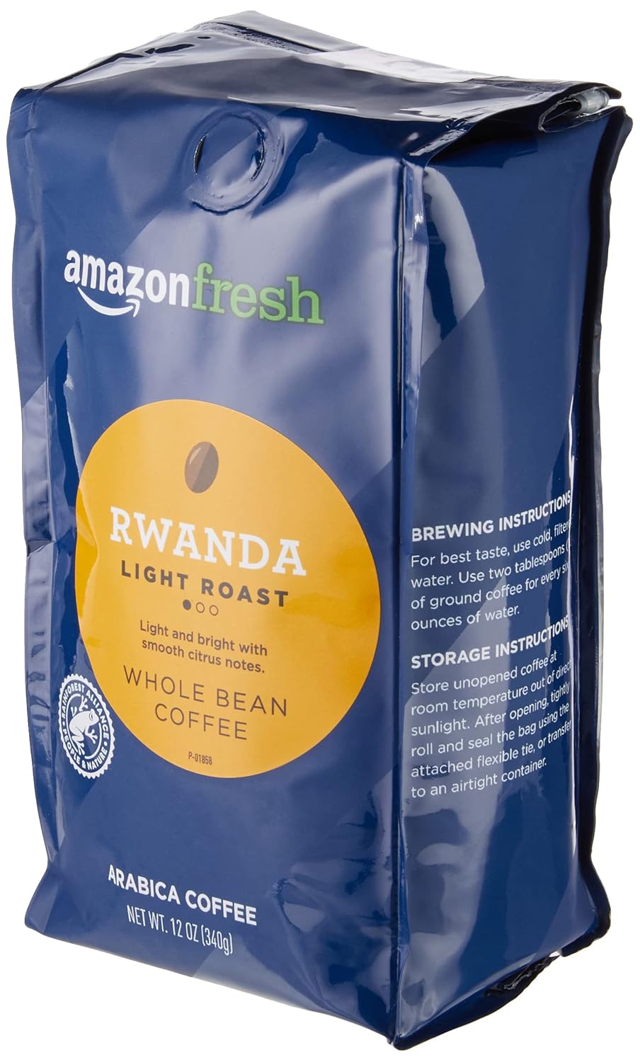Amazon Fresh, Rwanda Whole Bean Coffee, Light Roast, 12 Ounce