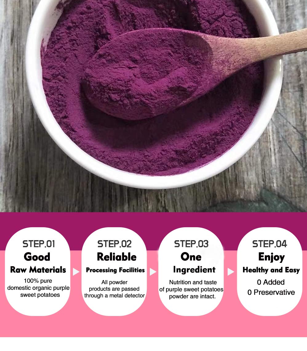 Orgnisulmte Purple Sweet Potato Powder 4.23 Oz, 100% Pure Natural Premium Purple Yam Powder for Food Coloring 120g