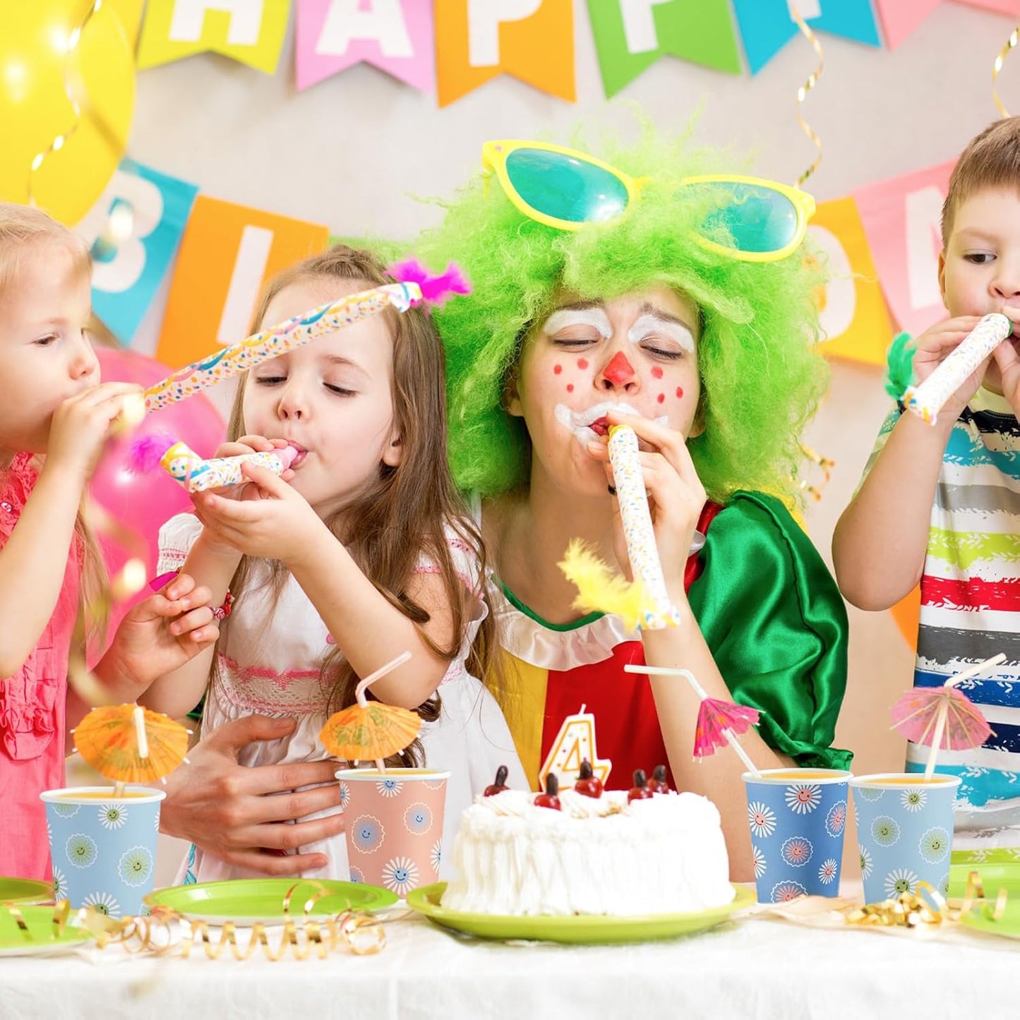 300 Pack Paper Cups 8 oz, Disposable Coffee Cups, Paper Coffee Cups 8 oz, Colourful Hot/Cold Beverage Drinking Cup for Water Juice or Tea, Office Party Home Travel - Daisy