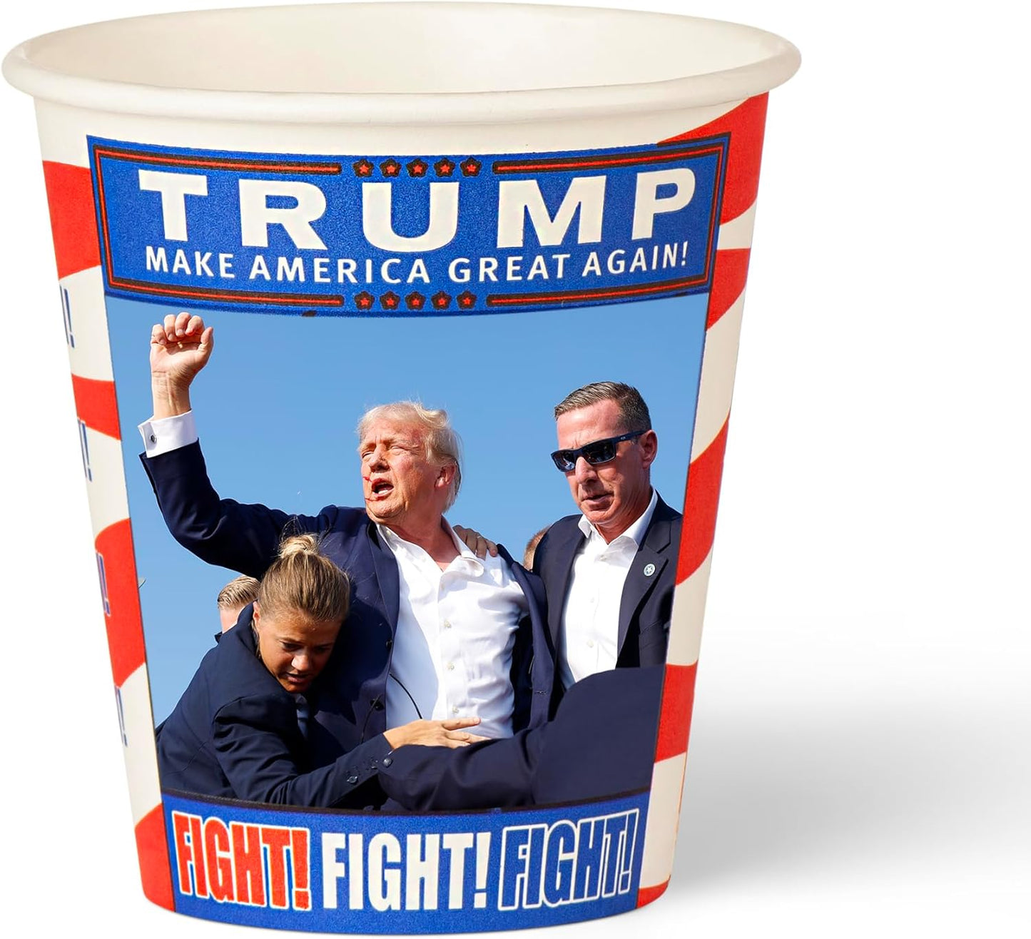 Smygoods Trump Design Disposable Paper Coffee Cups (12 OZ, 100 Count) For Hot Beverages, Tea, Espresso, Cocoa - To Go Drink Containers, Café & Office