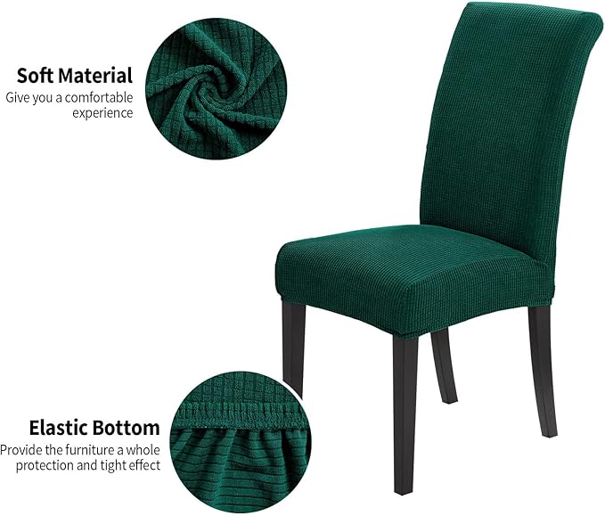 Joccun Chair Covers for Dining Room Set of 2, Dining Chair Slipcovers Stretch Dining Room Chair Covers Seat Protector,Washable Parsons Chair Cover for Home,Hotel,Banquet(Hunter,2 Pack)