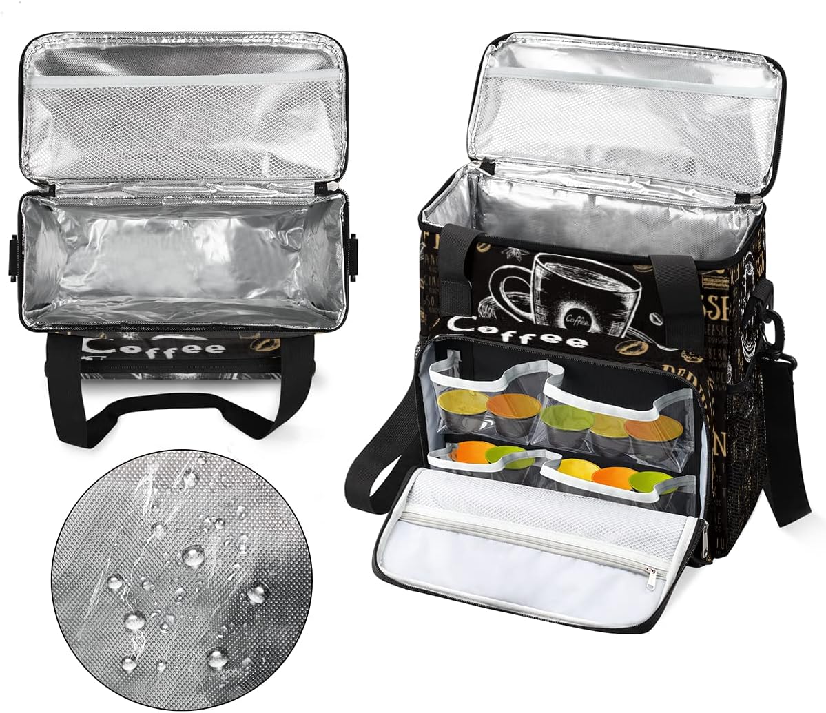 cfpolar Coffee Maker Storage Bag, Waterproof Travel Carrying Storage Tote Bag Organizer Case, Compatible with K-Mini or K-Mini Plus, And Suitable for Other Accessories， With Pockets for K-Cup Pods