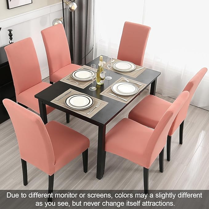 JQinHome Terra Cotta Chair Covers for Dining Room Set of 4, High Stretch Removable Washable Parsons Chair Slipcover for Home Party Hotel Wedding Ceremony (4PCS,Terra Cotta)