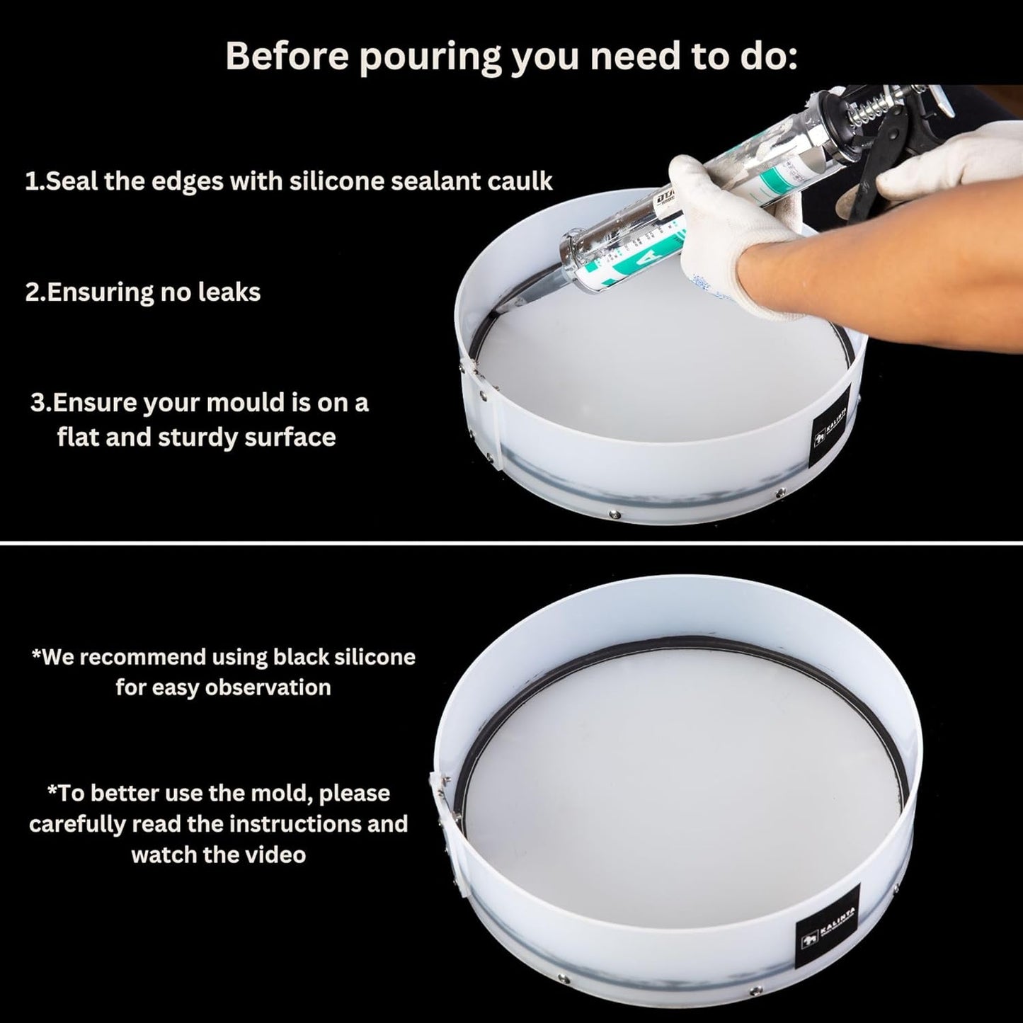 Resin Mold Large Round Deep -Kalinta 18inch Reusable Epoxy Round Molds for Resin Clock, Serving Tray Board, End Table，Floral Preservation Bouquet