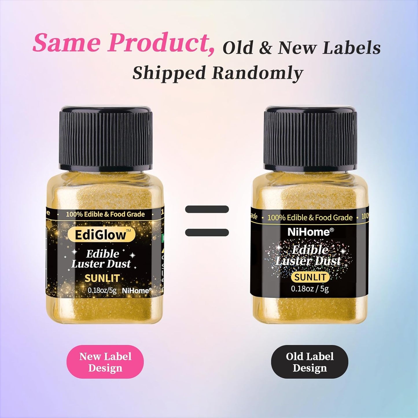 NiHome Edible Food-Grade Glimmer Powder Glitter Luster Dust Metallic Food Decorating Sprinkle Glimmery Dust for Drink Wine Beverage Cake Dessert Bakery Restaurant Vegan (0.18oz/5g, Iridescent Purple)